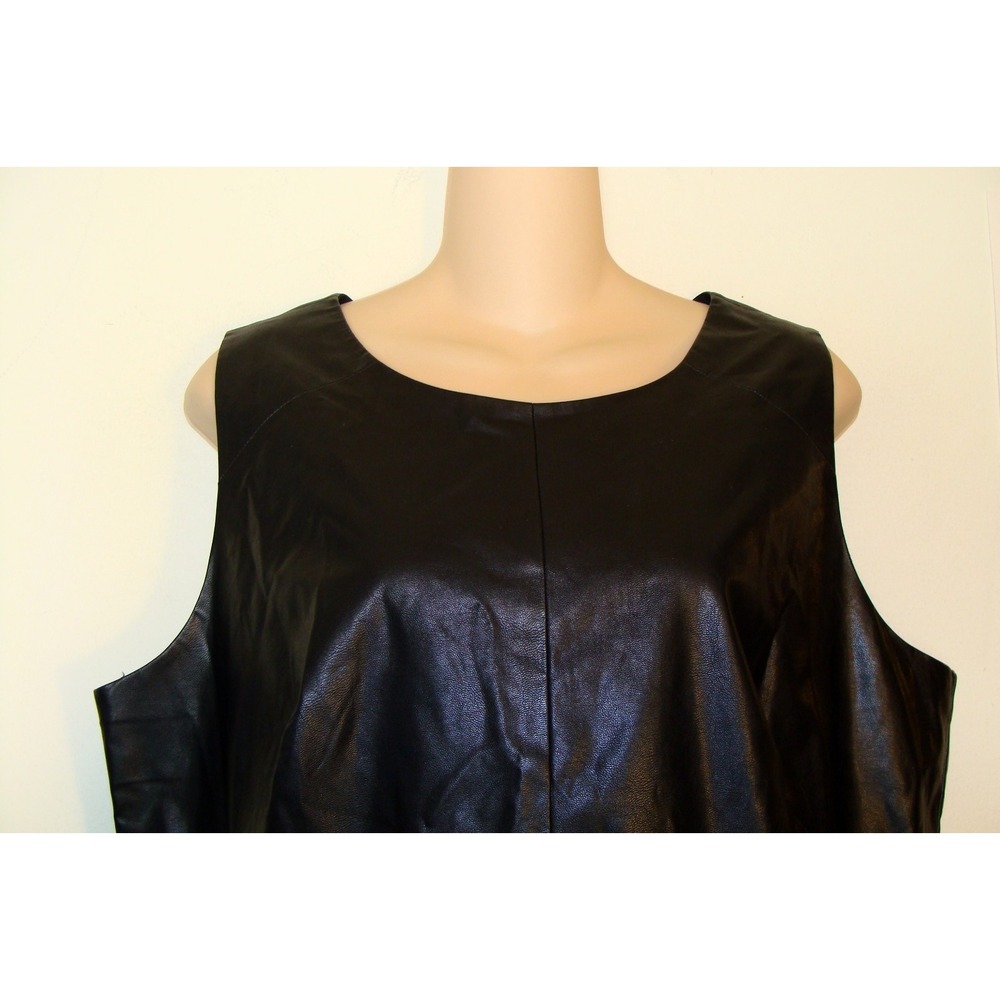 ALYX LIMITED BLACK FAUX LEATHER PEPLUM DRESS SIZE 16 A132 - Picture 3 of 9